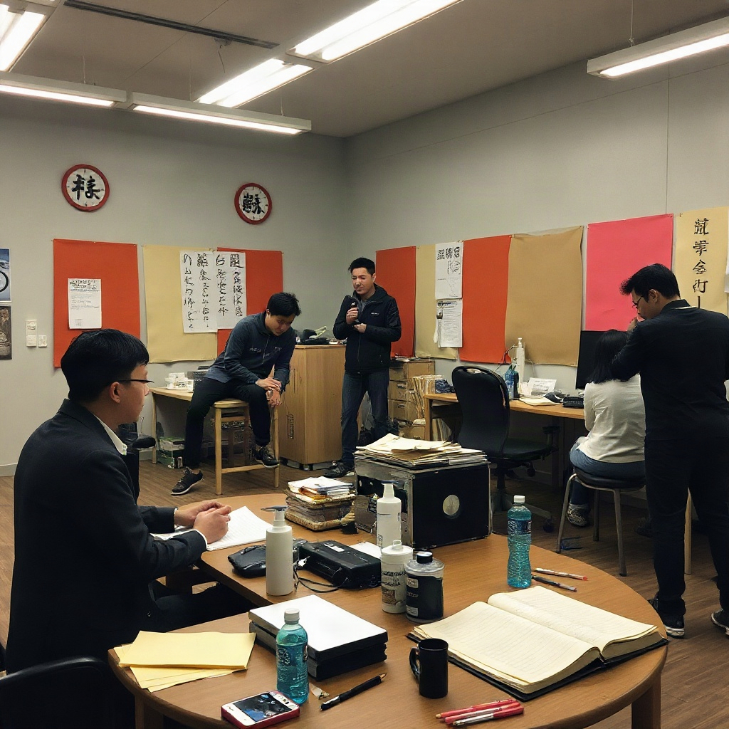 黄果短剧 2019 年第一间剪辑室的工作场景